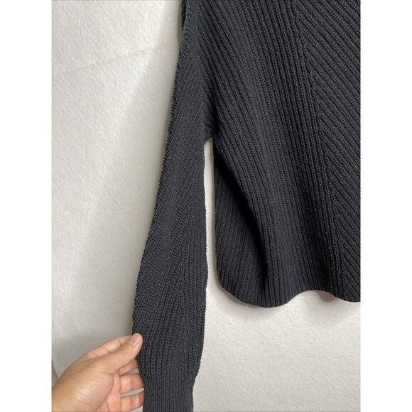 Philomena Petti Women sz Large Black ribbed knit Turtleneck Sweater Chunky - Picture 5 of 12